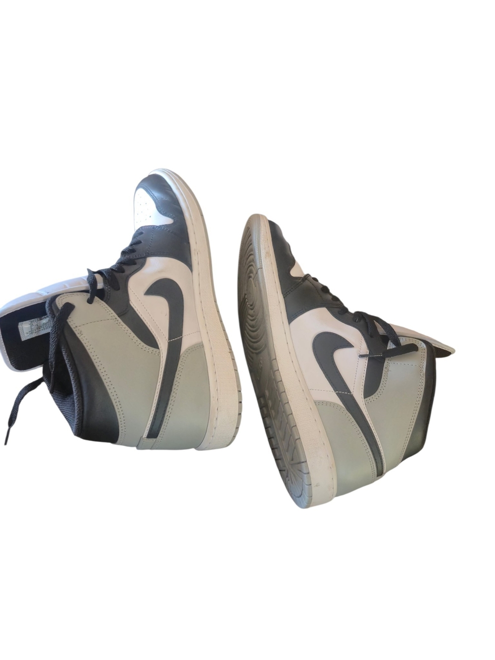 Nike Men's High-Top Sneakers in White and Gray Black Swoosh